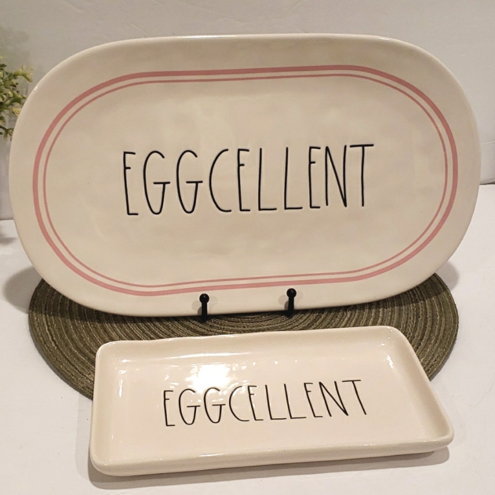 RAE DUNN "Eggcellent" Platter & Tray (Holiday Collection)